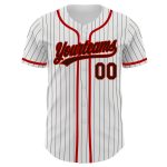 Custom Name and Number Personalized Brown-Red Pinstripe Baseball Jersey - Authentic Team Jersey Personalized White Brown
