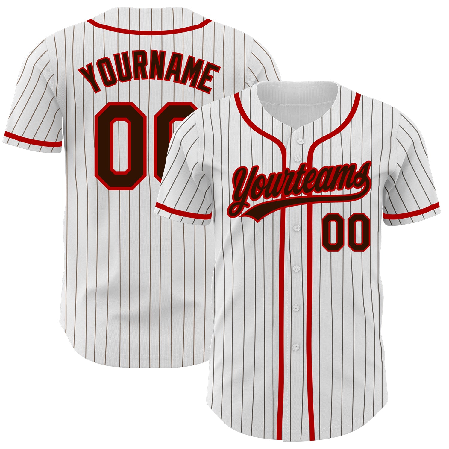 Custom Name and Number Personalized Brown-Red Pinstripe Baseball Jersey - Authentic Team Jersey Personalized White Brown