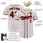 Custom Name and Number Personalized Brown-Red Pinstripe Baseball Jersey - Authentic Team Jersey Personalized White Brown