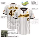 Custom Name Number Softball Jersey Unisex Two-Button Gold White Brown Pinstripe - Personalized Team Apparel Personalized