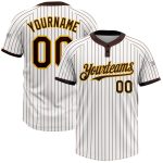 Custom Name Number Softball Jersey Unisex Two-Button Gold White Brown Pinstripe - Personalized Team Apparel Personalized