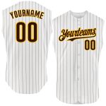 Custom Name Number Personalized Orange Brown Pinstripe Sleeveless Baseball Jersey for Teams Personalized White Brown Pinstripe