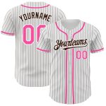 Custom Name Number Personalized Baseball Jersey - White Brown Pinstripe Pink Authentic Team Jersey Personalized White Brown