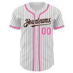 Custom Name Number Personalized Baseball Jersey - White Brown Pinstripe Pink Authentic Team Jersey Personalized White Brown
