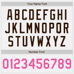 Custom Name Number Pink Bomber Varsity Letterman Jacket Personalized White Brown Pinstripe Design Full-Snap Style Personalized
