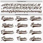 Custom Team Baseball Jersey - Personalized White & Brown Pinstripe with Red-Brown Name & Number Personalized White Brown