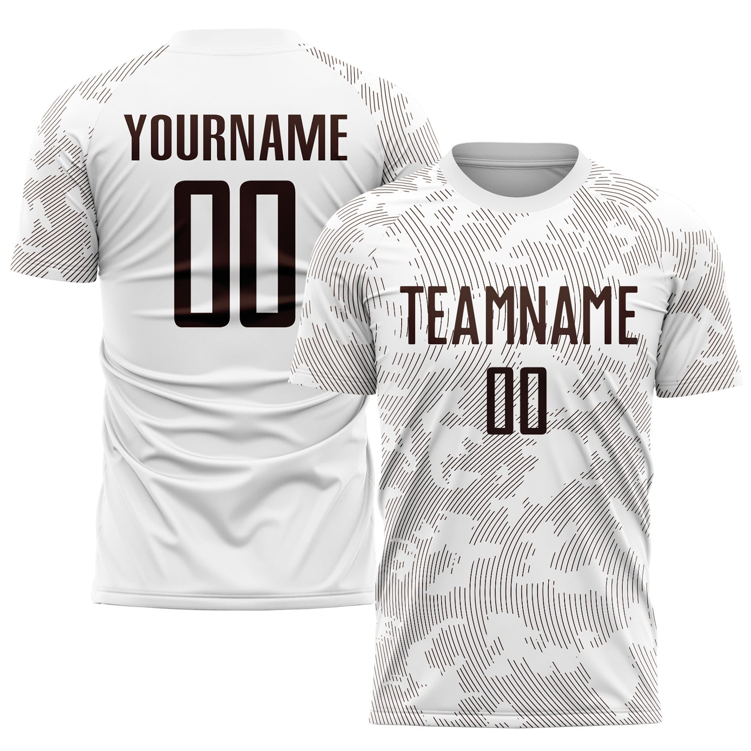 Custom Name Number Soccer Jersey Uniform - Personalized White Brown Sublimation Team Gear Personalized White Brown Sublimation