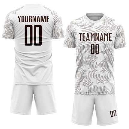 Custom Name Number Soccer Jersey Uniform - Personalized White Brown Sublimation Team Gear Personalized White Brown Sublimation