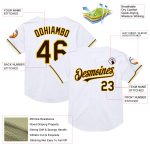 Customizable Mesh Baseball Jersey with Authentic Throwback Design, White Brown-Yellow, Personalized Name and Number Personalized