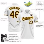 Custom Name Number Personalized Performance Vapor Golf Polo Shirt - White Brown Yellow Personalized White Brown-Yellow Performance