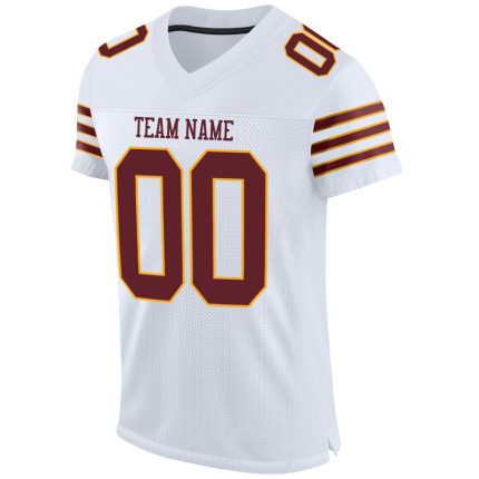Personalized Burgundy Gold Mesh Authentic Football Jersey - Custom Team Apparel Personalized White Burgundy-Gold Mesh Authentic