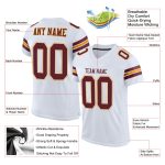 Custom Team Football Jersey with Personalized Name & Number - White Burgundy Gold Mesh Authentic Personalized White Burgundy-Gold