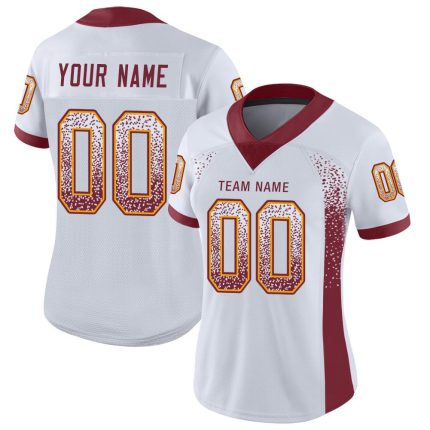 Custom Name and Number Personalized White Burgundy-Gold Mesh Football Jersey - Drift Fashion Team Jersey Personalized White