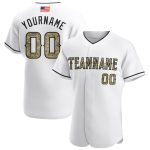 Custom American Flag Baseball Jersey with White Camo-Black Design, Personalized Name & Number Personalized White Camo-Black