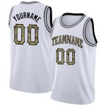 Custom Name Number Basketball Jersey - Personalized White Camo Black Rib-Knit Round Neck Personalized White Camo-Black Round
