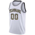 Custom Name Number Basketball Jersey - Personalized White Camo Black Rib-Knit Round Neck Personalized White Camo-Black Round