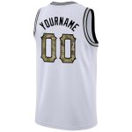 Custom Name Number Basketball Jersey - Personalized White Camo Black Rib-Knit Round Neck Personalized White Camo-Black Round