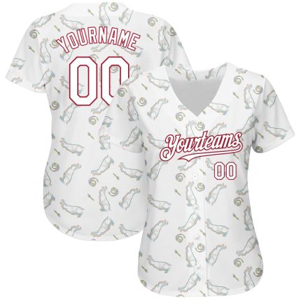 Personalized 3D White Cardinal Rabbit Baseball Jersey Custom Name & Number Authentic Team Jersey Personalized White Cardinal