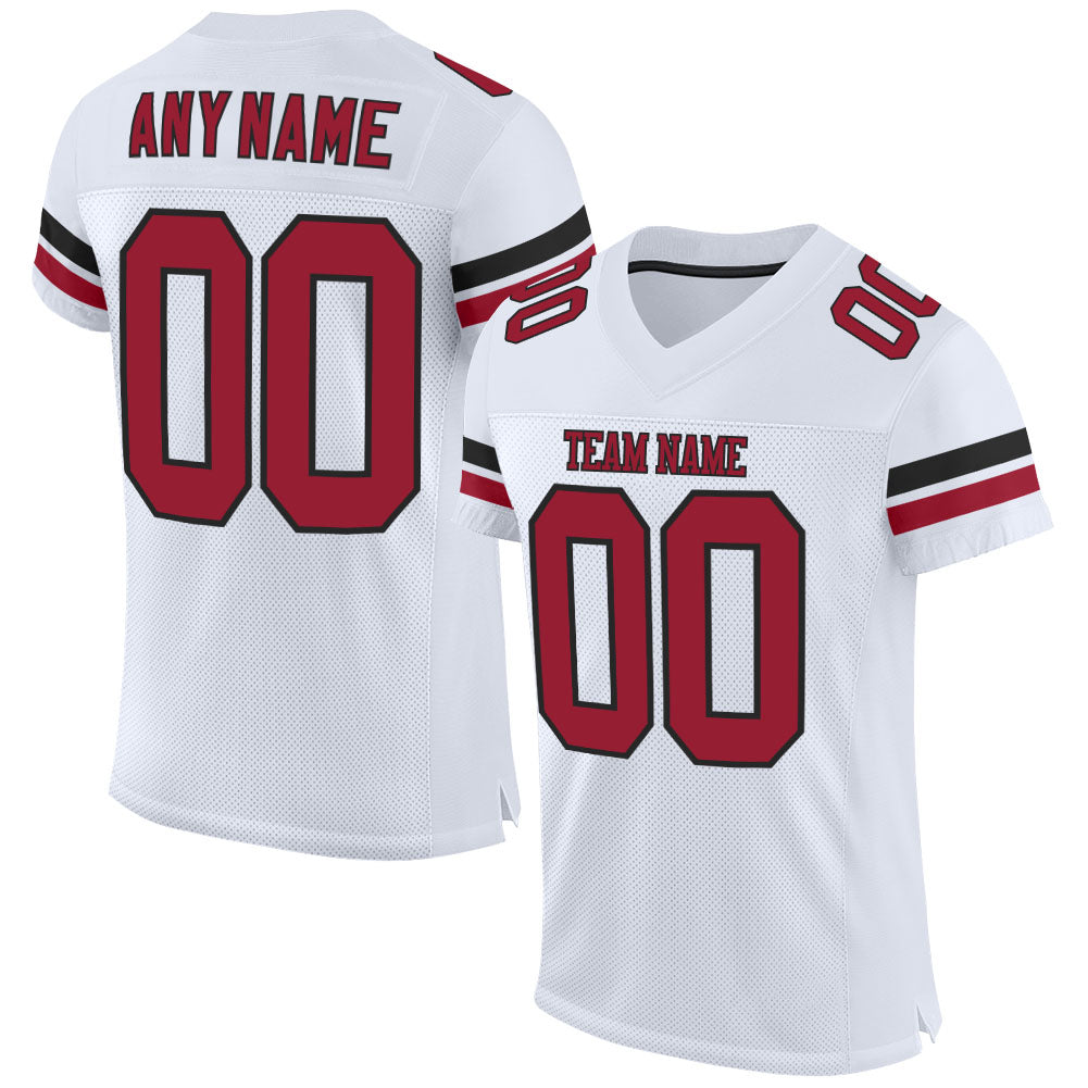 Custom Name Number Football Jersey - Personalized White Cardinal Black Mesh Authentic Team Jersey Personalized White Cardinal-Black