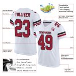 Custom Name Number Football Jersey - Personalized White Cardinal Black Mesh Authentic Team Jersey Personalized White Cardinal-Black