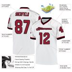 Customizable White Cardinal Authentic Football Jersey with Team Name and Number - Mens Throwback Mesh Personalized White