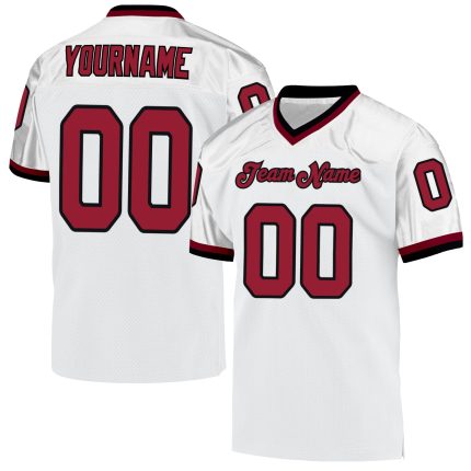 Customizable White Cardinal Authentic Football Jersey with Team Name and Number - Mens Throwback Mesh Personalized White