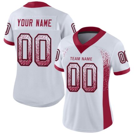 Personalized Black Mesh Drift Fashion Football Jersey Custom Name and Number, White Cardinal Team Gear Personalized White