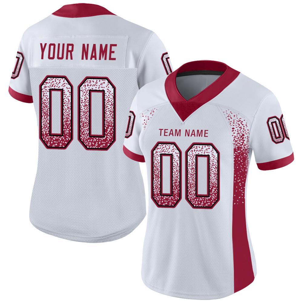 Personalized Black Mesh Drift Fashion Football Jersey Custom Name and Number, White Cardinal Team Gear Personalized White