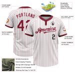 Custom Name and Number Unisex Softball Jersey - Personalized Black and White Crimson Pinstripe Two-Button Design Personalized