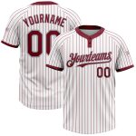 Custom Name and Number Unisex Softball Jersey - Personalized Gray Two-Button White Crimson Pinstripe Design Personalized