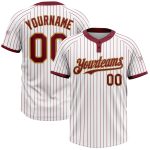 Custom Team Pinstripe Softball Jersey, Personalized White Crimson Old Gold Two-Button Unisex with Name & Number Personalized