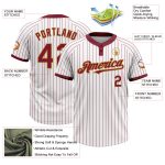 Custom Team Pinstripe Softball Jersey, Personalized White Crimson Old Gold Two-Button Unisex with Name & Number Personalized