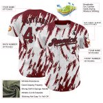 Custom Personalized Baseball Jersey with 3D Crimson-Black Pattern, Abstract Sharp Shape, Team Name & Number Personalized