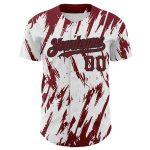 Custom Personalized Baseball Jersey with 3D Crimson-Black Pattern, Abstract Sharp Shape, Team Name & Number Personalized