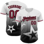 Custom Name and Number 3D Pattern Gradient Twinkle Star Baseball Jersey - Personalized White Crimson-Black Team Apparel Personalized