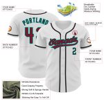Custom Name and Number Authentic Baseball Jersey - Personalized White Crimson and Black-Aqua Team Gear Personalized White