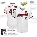 Personalized Authentic Baseball Jersey in White Crimson-Black Colors Personalized White Crimson-Black Authentic Baseball