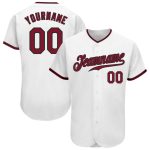 Personalized Authentic Baseball Jersey in White Crimson-Black Colors Personalized White Crimson-Black Authentic Baseball