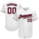 Custom Name and Number Personalized Baseball Jersey - White Crimson-Black Authentic Team Jersey Personalized White Crimson-Black