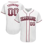 Custom Name and Number Personalized Baseball Jersey - Authentic Drift Fashion in White Crimson and Black Personalized White