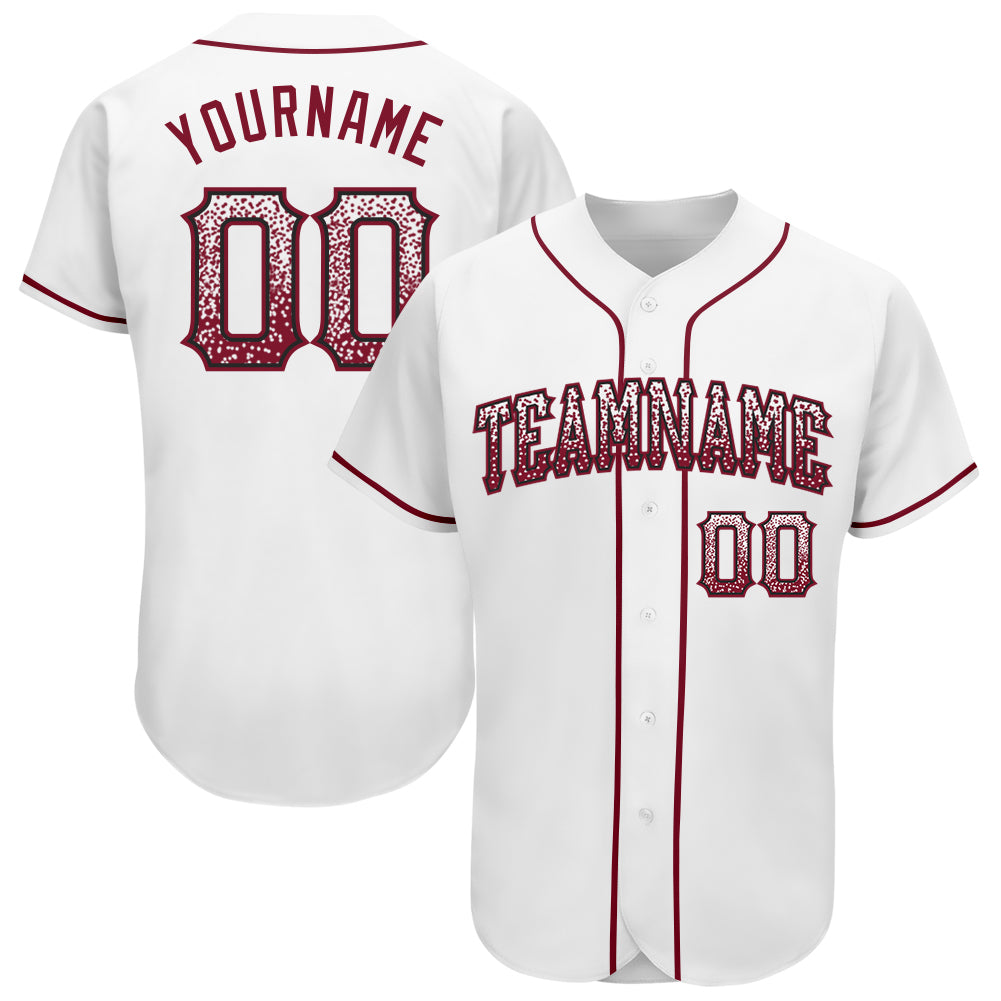 Custom Name and Number Personalized Baseball Jersey - Authentic Drift Fashion in White Crimson and Black Personalized White