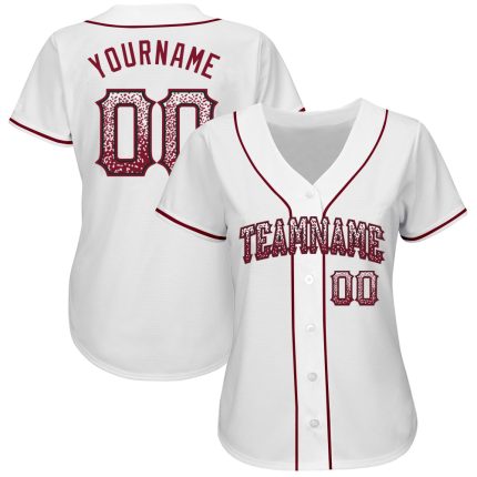 Custom Name and Number Personalized Baseball Jersey - Authentic Drift Fashion in White Crimson and Black Personalized White