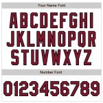 Custom white, crimson and black raglan sleeve baseball jersey, flat lay