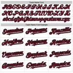 Custom white, crimson and black raglan sleeve baseball jersey, side view