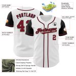 Custom Name and Number Personalized Two Tone Baseball Jersey - White Crimson-Black Authentic Team Jersey Personalized White