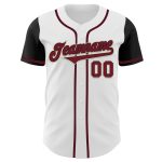 Custom Name and Number Personalized Two Tone Baseball Jersey - White Crimson-Black Authentic Team Jersey Personalized White