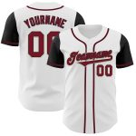 Custom Name and Number Personalized Two Tone Baseball Jersey - White Crimson-Black Authentic Team Jersey Personalized White