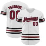 Custom Personalized Baseball Jersey with Name and Number - White Crimson-Black Line Authentic Design Personalized White Crimson-Black