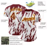 Custom White Crimson Gold 3D Pattern Baseball Jersey with Your Name & Number - Personalized Authentic Team Apparel Personalized