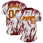 Custom White Crimson Gold 3D Pattern Baseball Jersey with Your Name & Number - Personalized Authentic Team Apparel Personalized